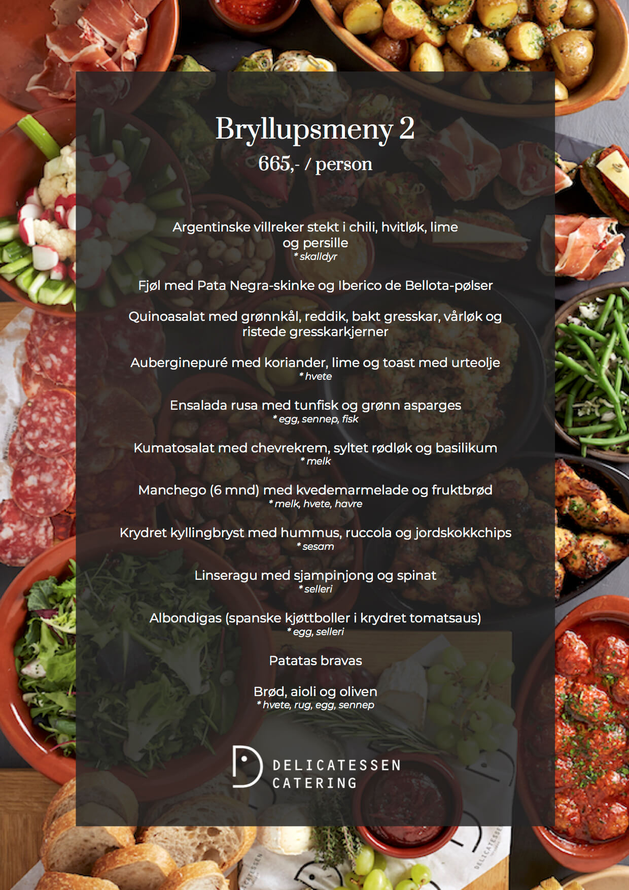 Meny catering til bryllup Delicatessen